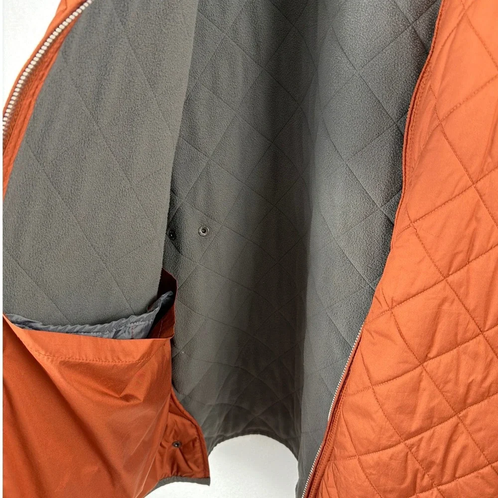 Peter Millar Mens XL Quilted Fleece Lined Jacket Burnt Orange Full Zip Coat